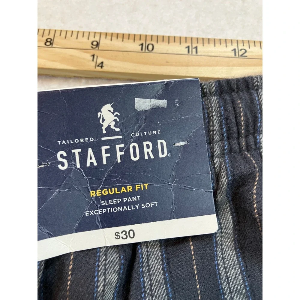 Stafford Men Sleep Pant Small Blue Grey Striped Pajama Bottoms NWT